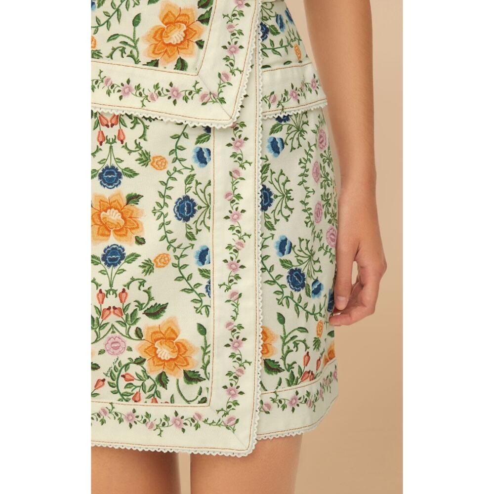 Farm Rio NEW Off-White Folk Floral Mini Skirt- Med (28) - Picture 7 of 7